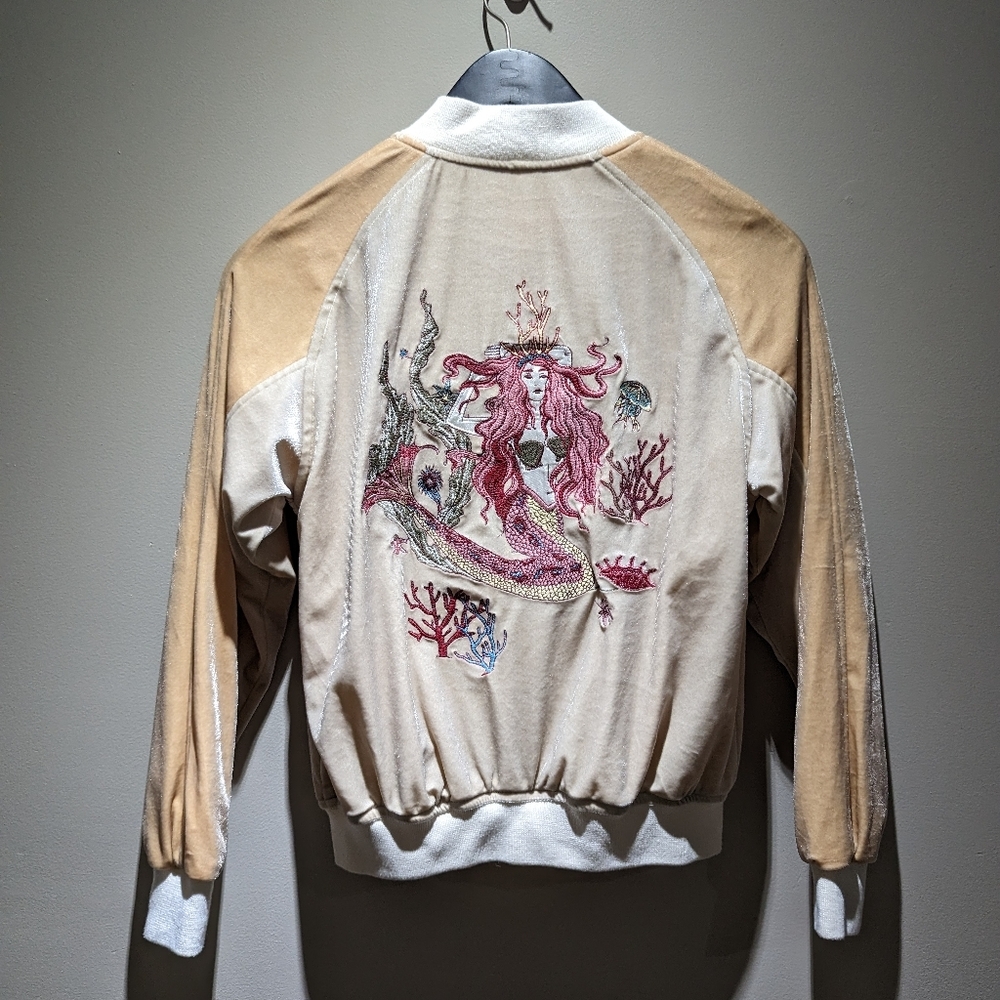 Silence + Noise Velour Zip Up Mermaid Jacket